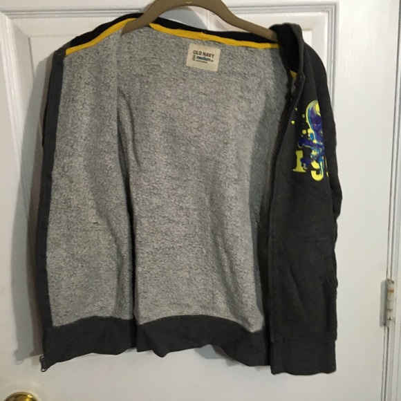OLD NAVY Skull & Crossbones 1994 Logo Zip Hoodie Gray Sweater Jacket- Boys 7/8 - Picture 3 of 12